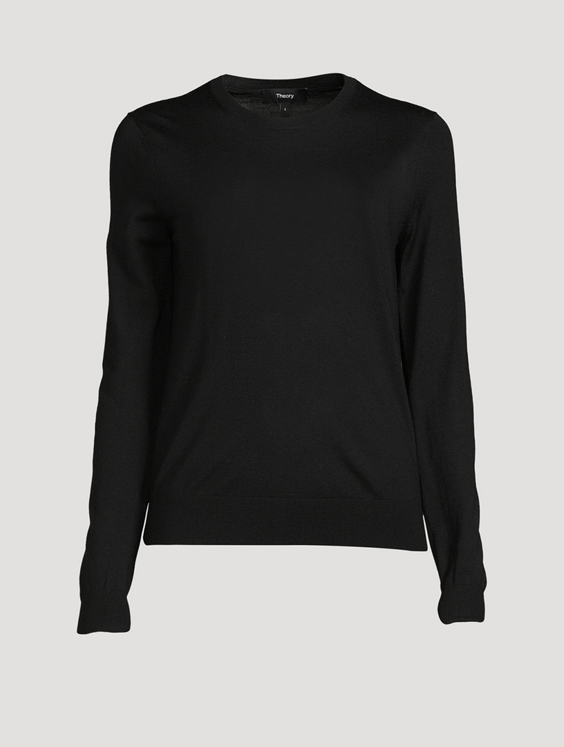 Black Regal Wool Crewneck Sweater