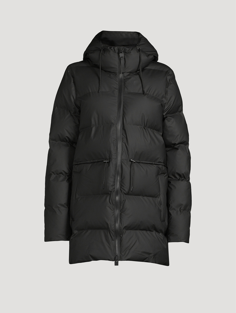 Rains® Alta Long Puffer Jacket in Black for $680