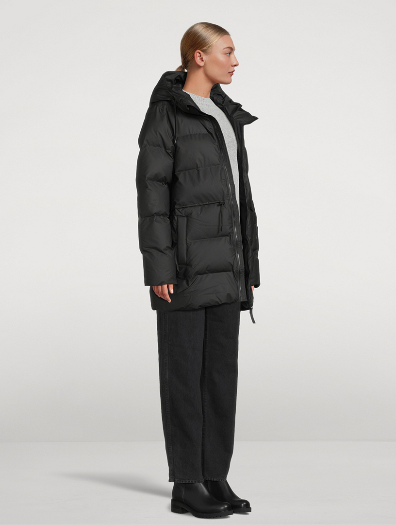 Rains® Alta Long Puffer Jacket in Black for $680