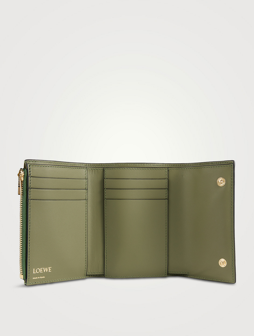 Embossed Leather TB Continental Wallet in Dark Viridian Green - Women