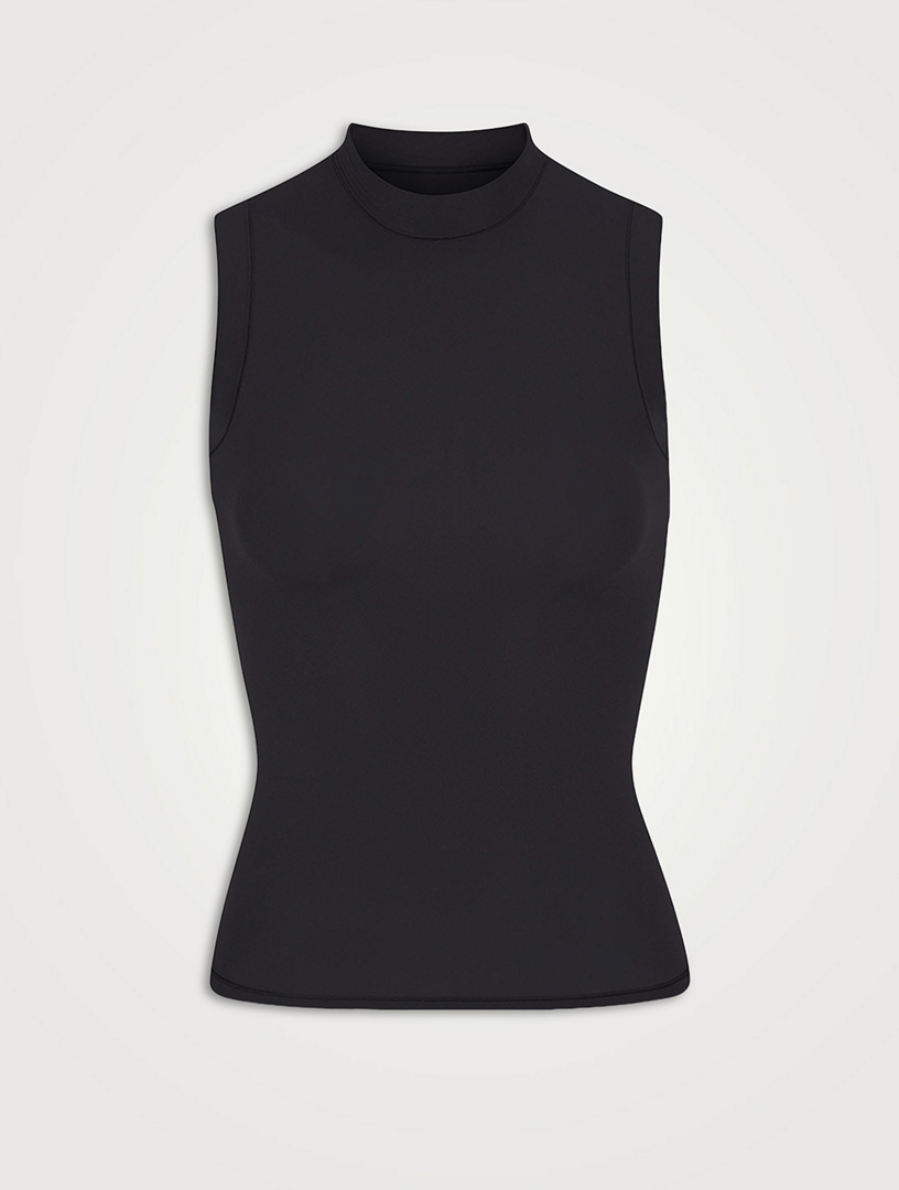 SKIMS Black Essential Mock Neck Long Sleeve Bodysuit - Complete Price