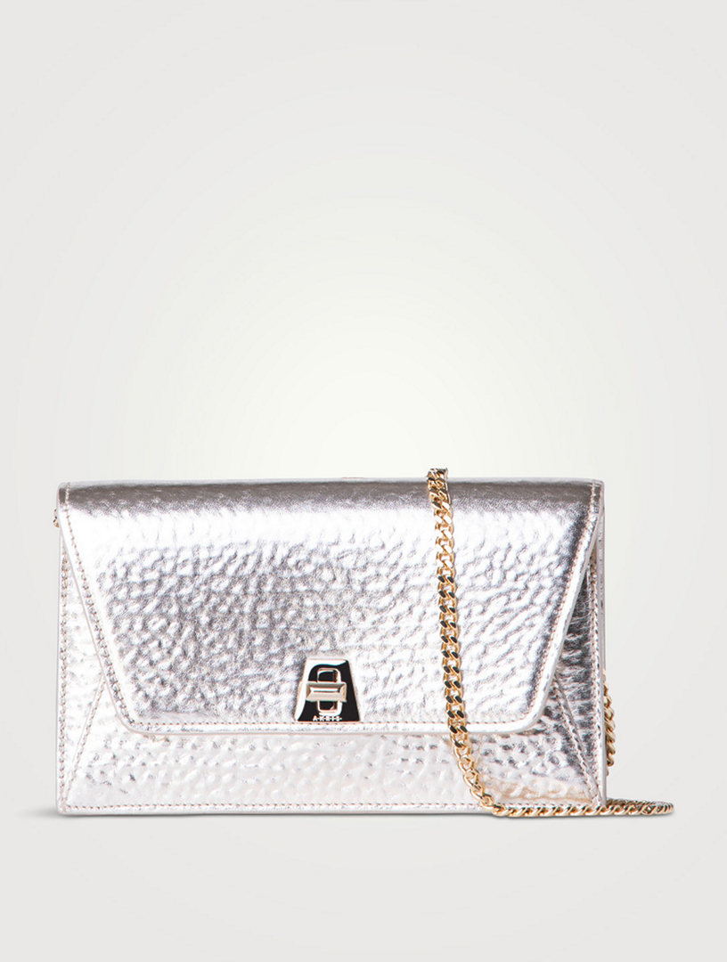 Anouk Envelope Metallic Leather Clutch