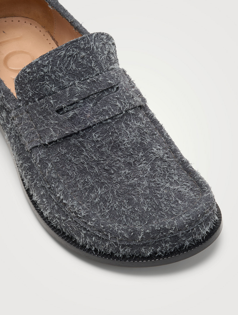 LOEWE Campo Brushed Suede Penny Loafers | Holt Renfrew