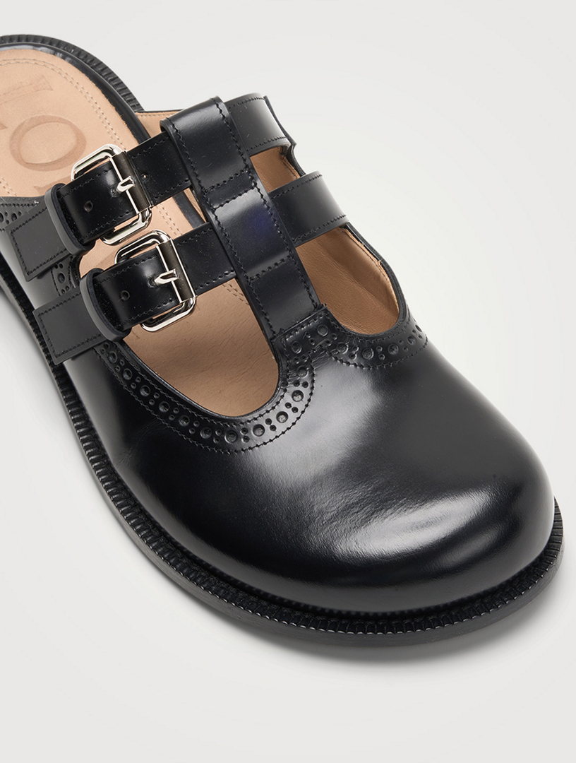 LOEWE Campo Leather Mary Jane Mules Holt Renfrew