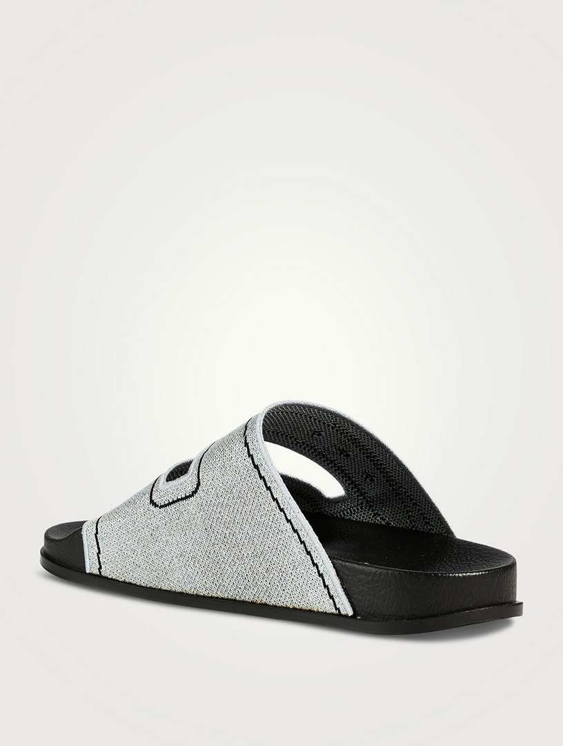 Embellished Knit Slide Sandals
