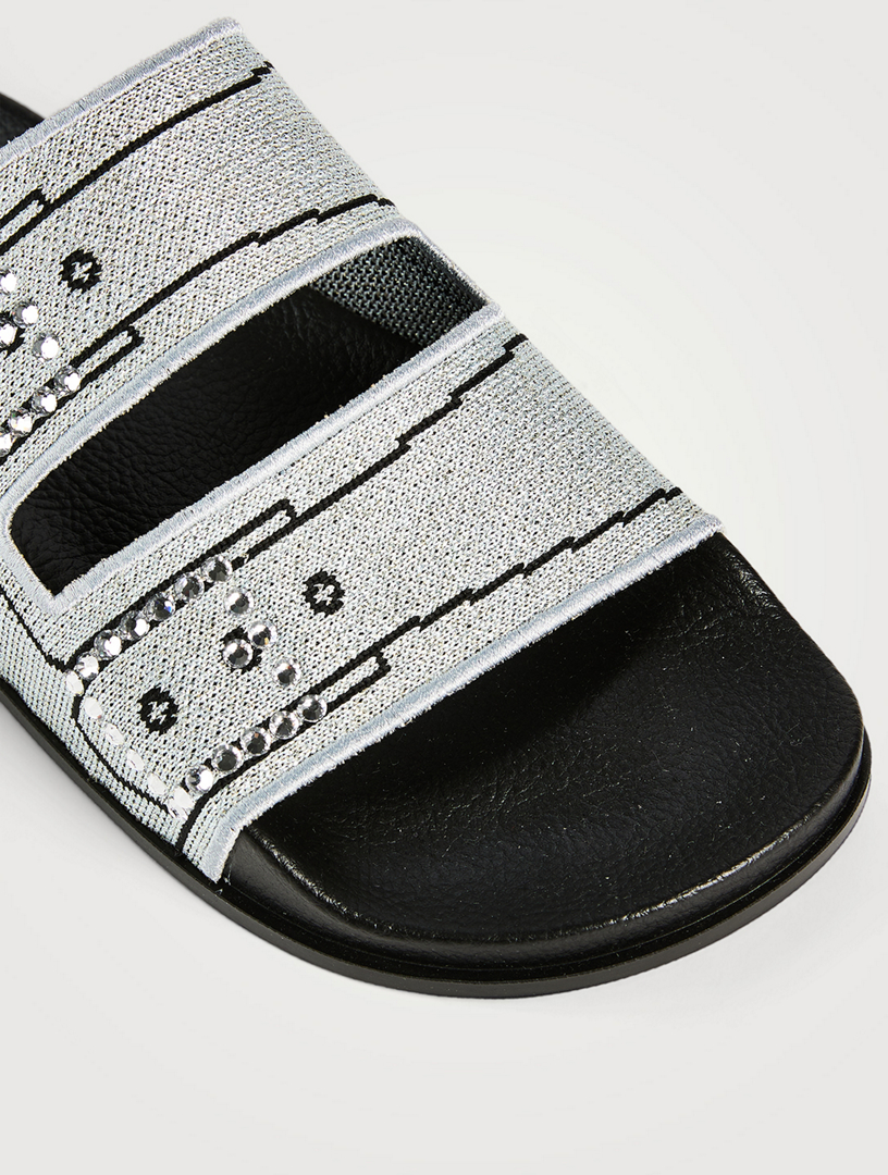 Embellished Knit Slide Sandals