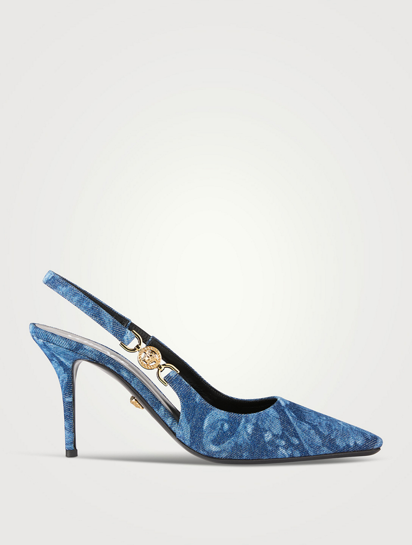 Medusa '95 Barocco Denim Slingback Pumps