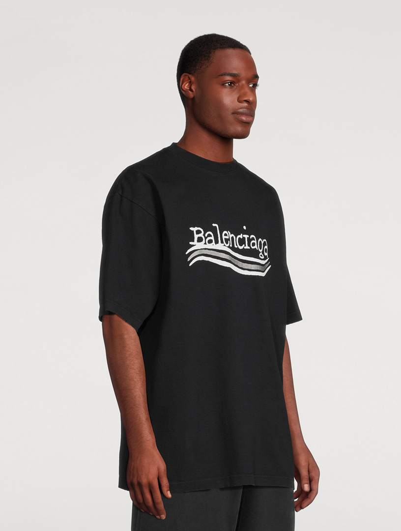 【Balenciaga】ポリティカルキャンペーン Tシャツ ユニセックスS Men's Political Campaign T-shirt Large Fit in Black | Balenciaga CA