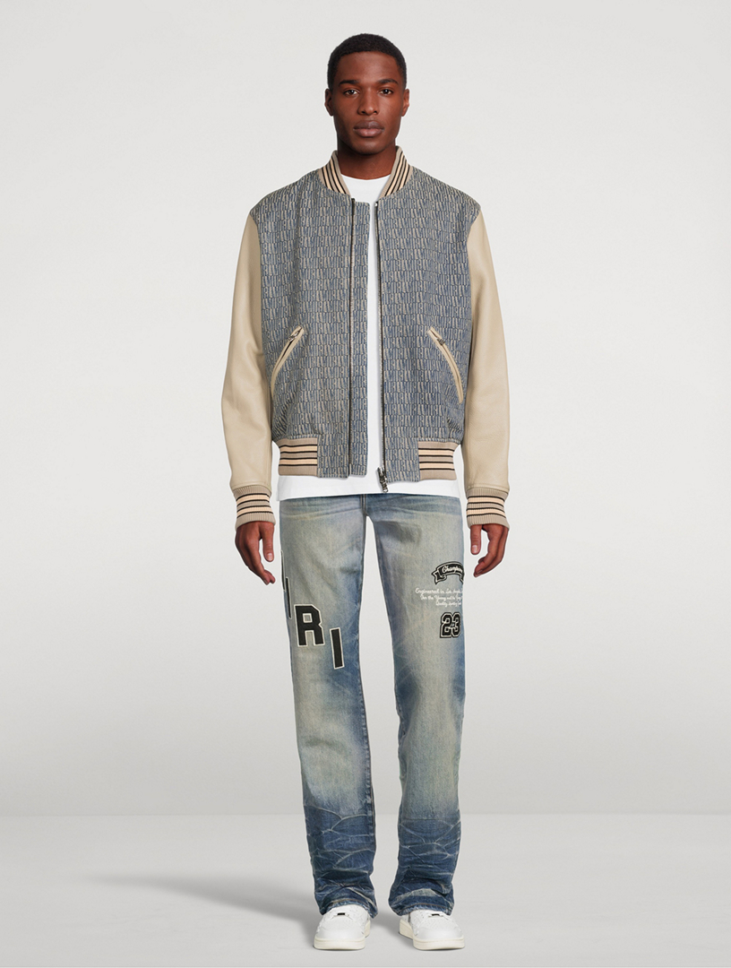 AMIRI Jacquard Varsity Jacket With Leather Sleeve Holt Renfrew