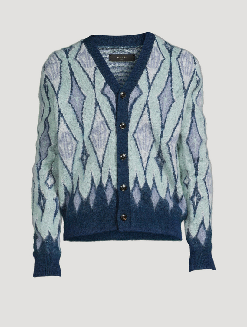 AMIRI Argyle Mohair And Alpaca Cardigan | Holt Renfrew