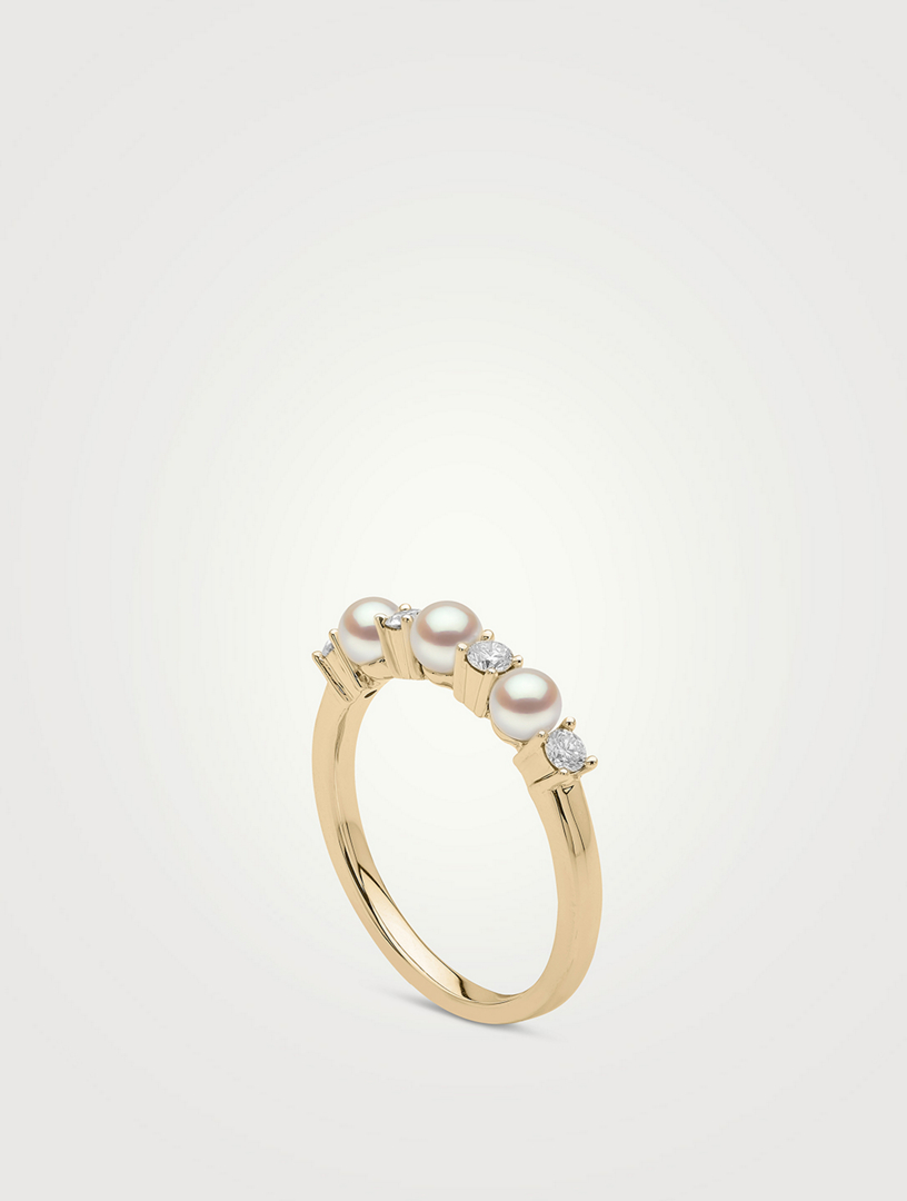 Eclipse 18K Gold Akoya Pearl And Diamond Ring