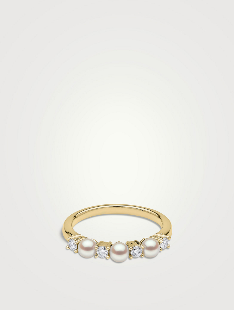 Eclipse 18K Gold Akoya Pearl And Diamond Ring
