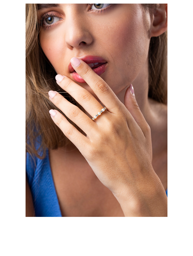 Eclipse 18K Gold Akoya Pearl And Diamond Ring