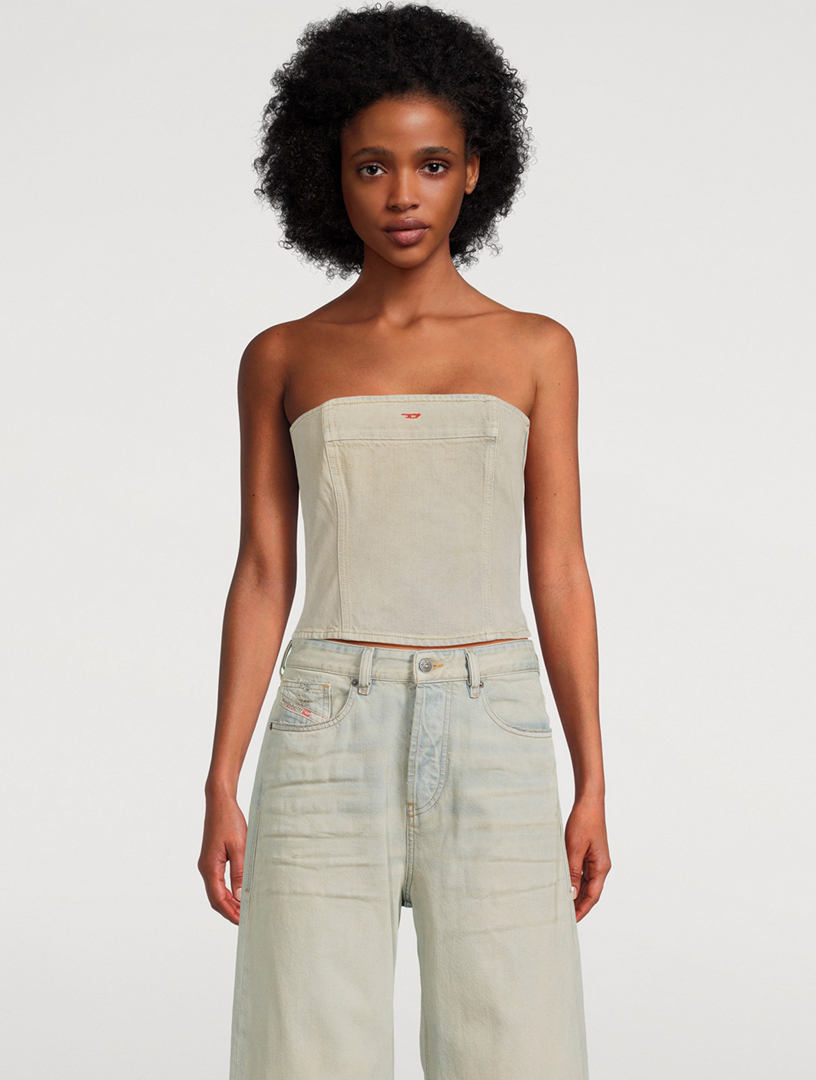 Diesel: Beige De-Ville Denim Tube Top