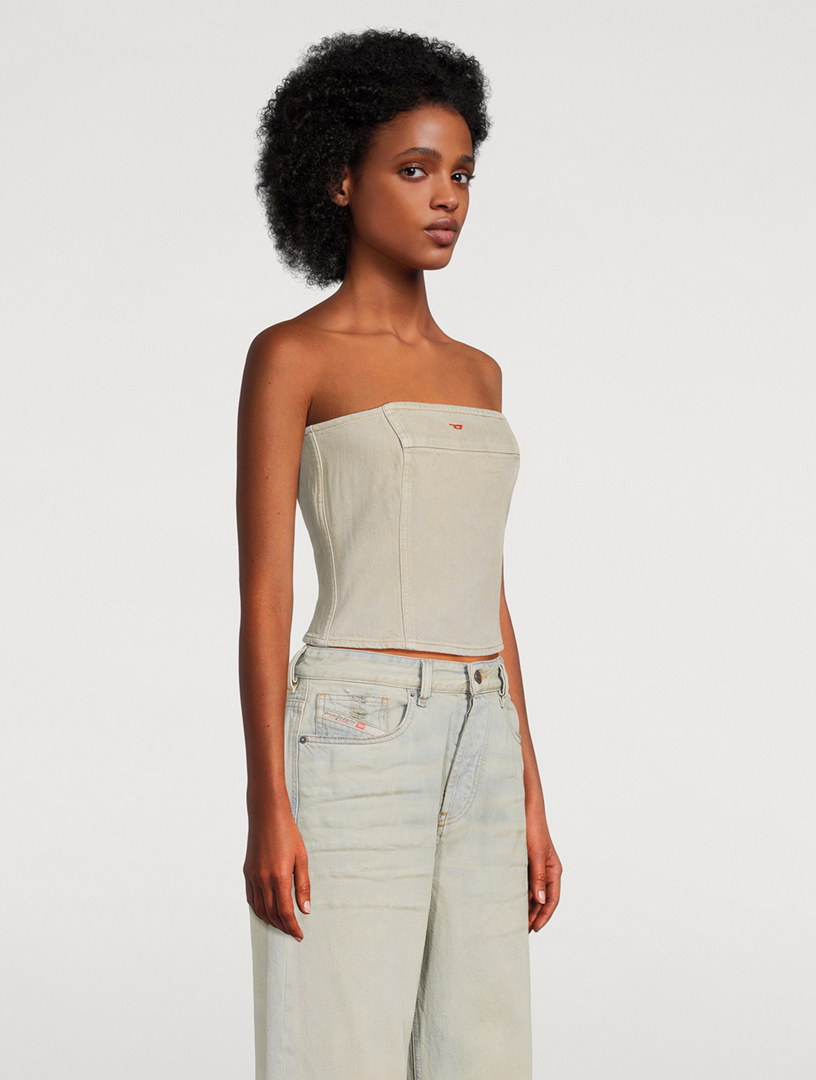 diesel DE-VILLE strapless denim crop top available on   - 33498 - GH