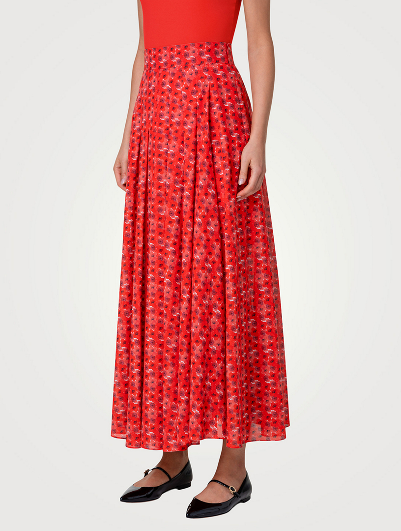 Cotton Voile Maxi Skirt Poppy Print