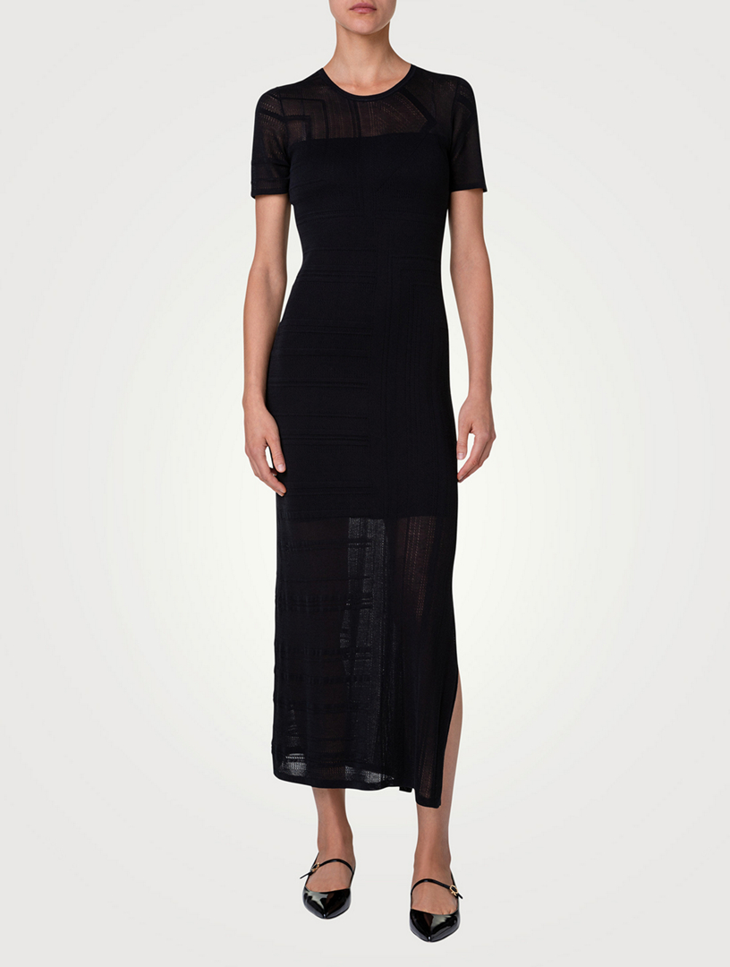 Lines Jacquard Silk Cotton Knit Dress