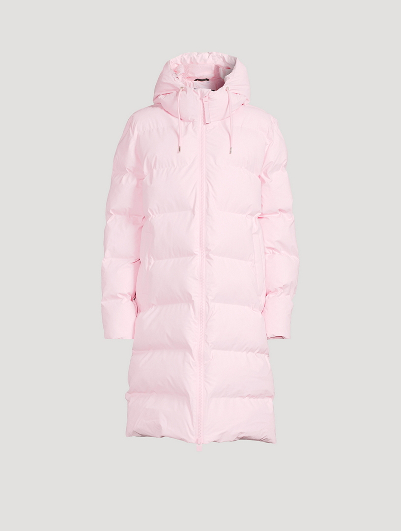 Pink puffer hot sale coat long