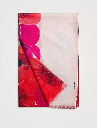 Cashmere And Silk Scarf In Poppy Print