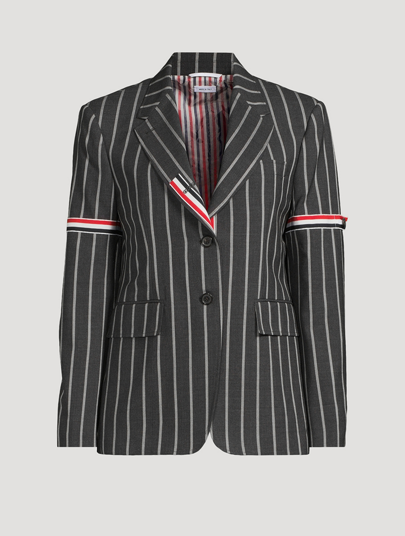 Wool Striped Blazer With Armbands