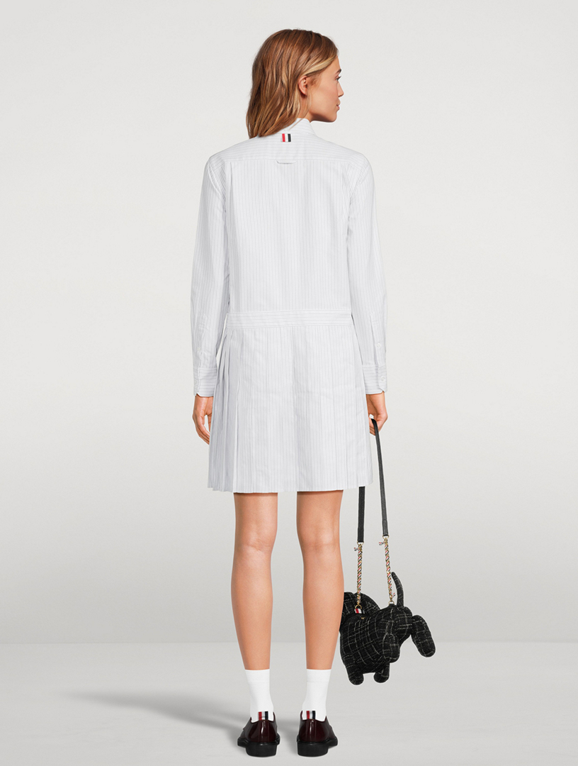 Poplin Mini Shirt Dress Striped Print