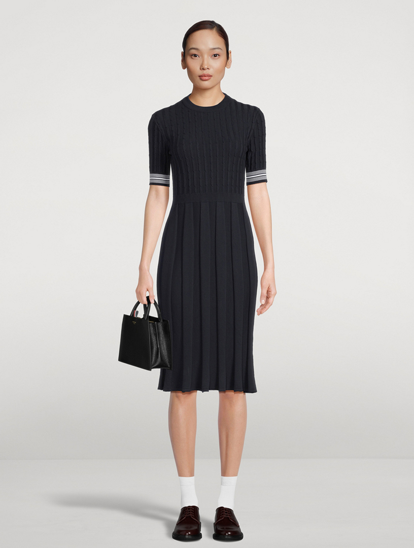 THOM BROWNE Cotton Pleated Midi Dress Holt Renfrew