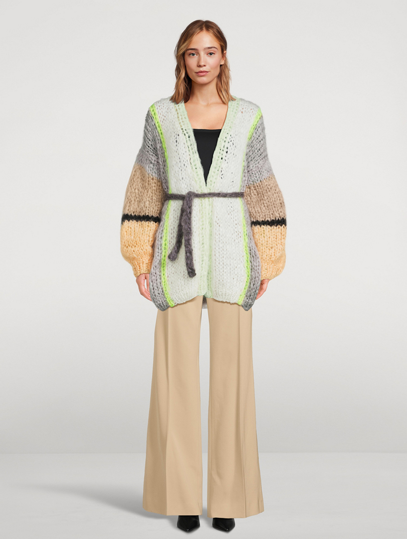 Mohair-Blend Belted Cardigan