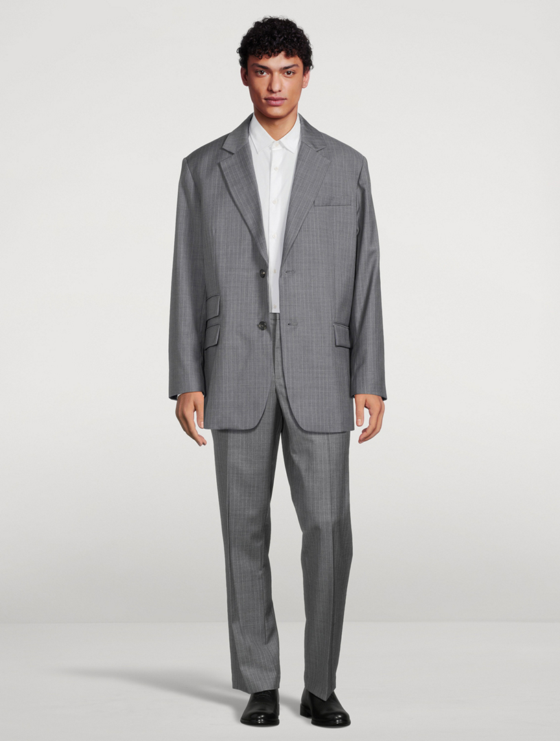 HELMUT LANG Wool Relaxed-Fit Pants In Striped Print | Holt Renfrew