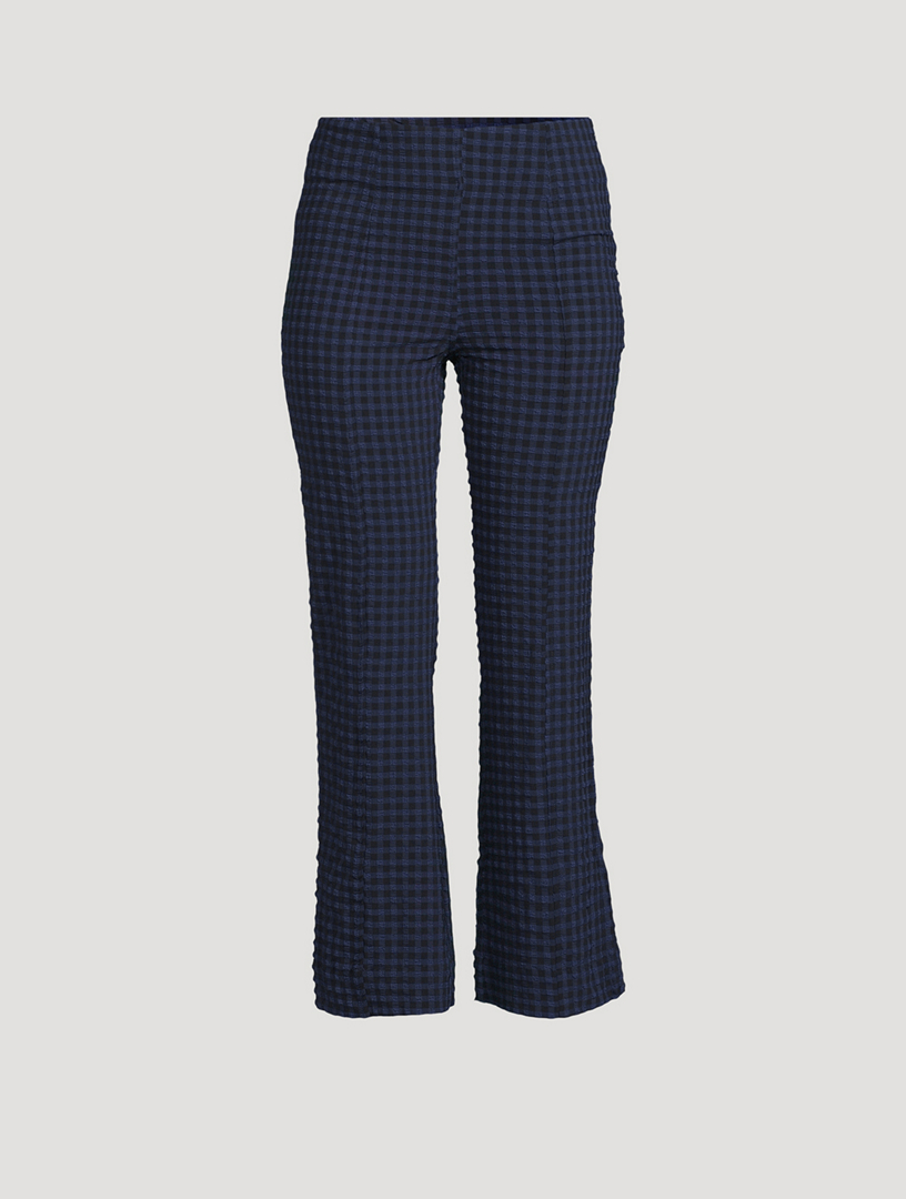 GANNI Checkered Seersucker Crop Pants