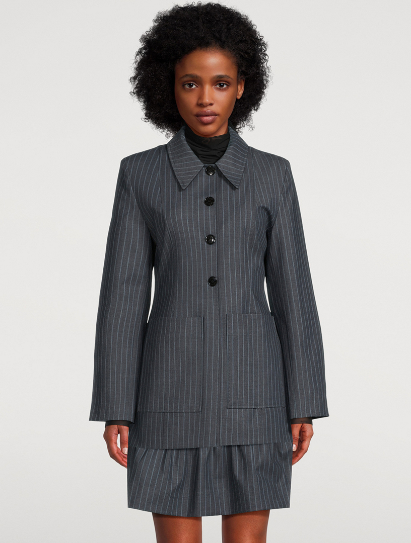 Single-Breasted Blazer Pinstripe Print