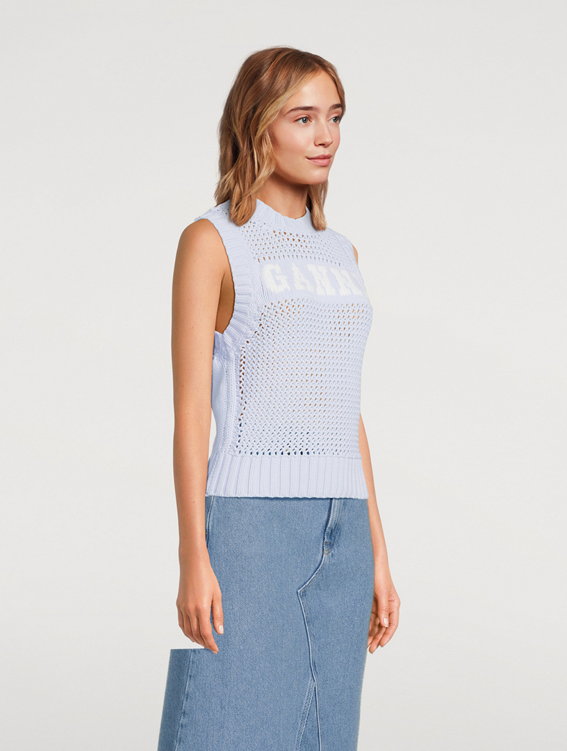 Juniper Green Cotton Rope Vest | GANNI CA