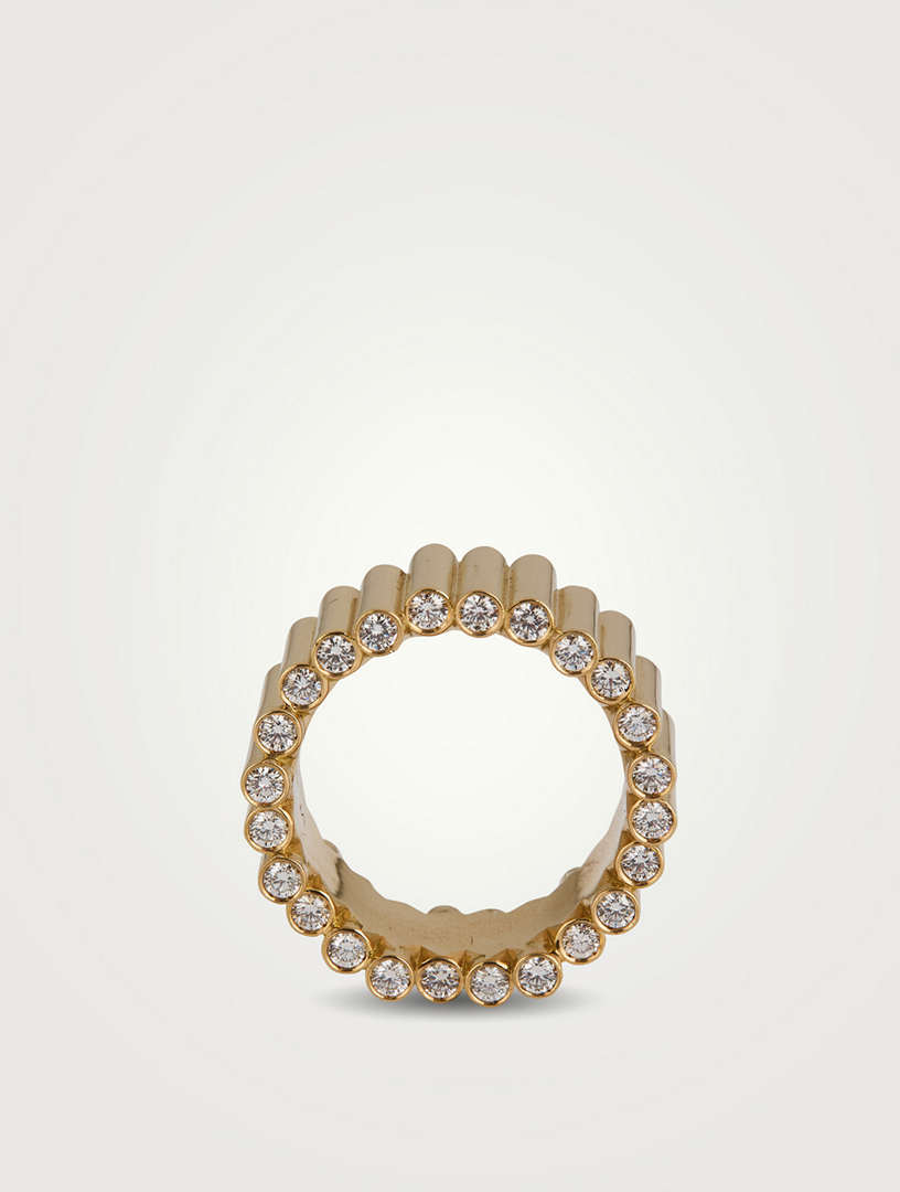 Edge 18K Gold Ring With Diamonds