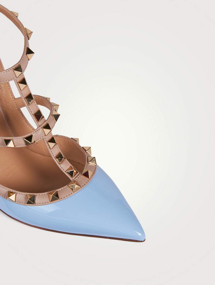 Rockstud Leather Ankle-Strap Pumps