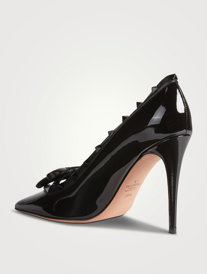 Rockstud Bow Patent Leather Pumps