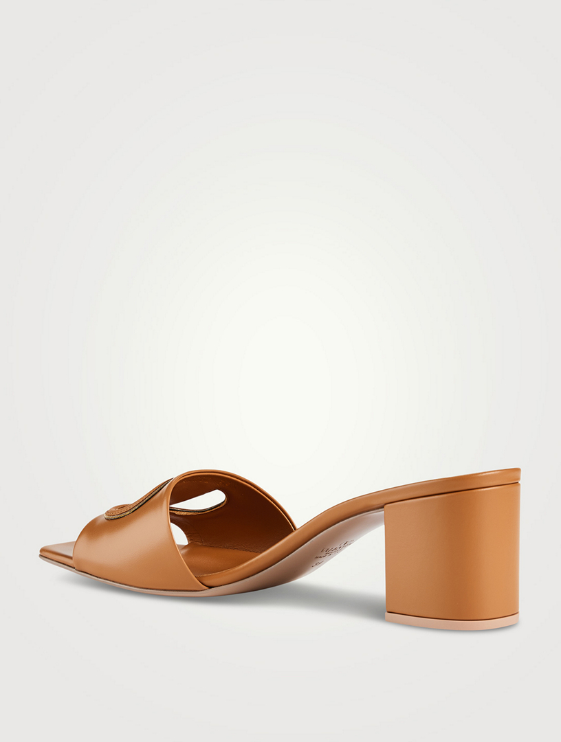 VLOGO Cut-Out Leather Mules