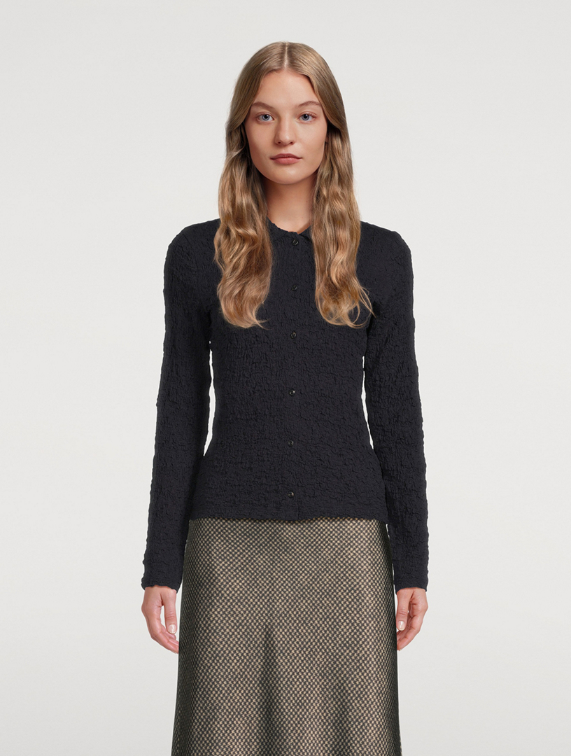 Smocked Long-Sleeve Shirt