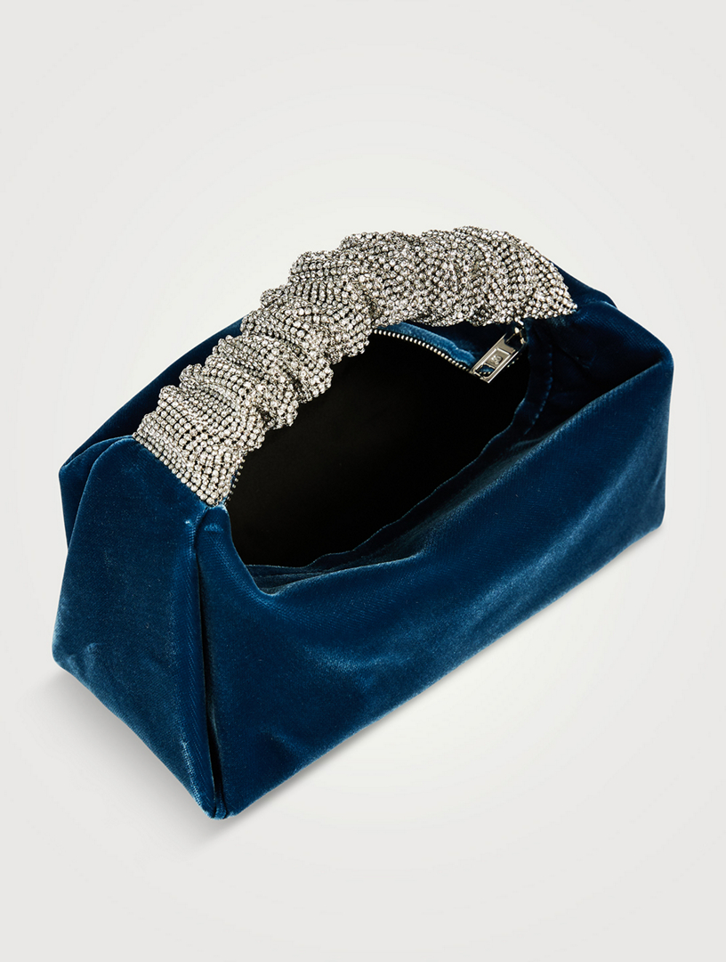Mini Scrunchie Embellished Velvet Shoulder Bag