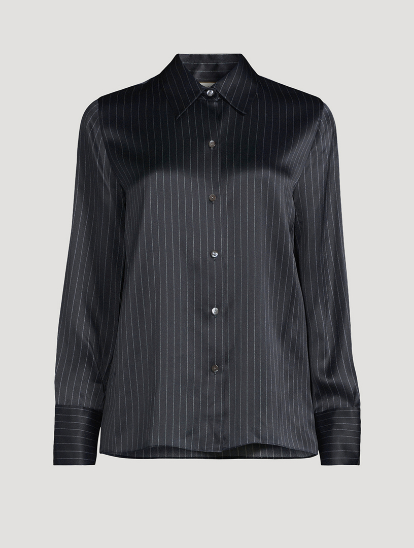 Slim Silk Shirt In Pinstripe Print