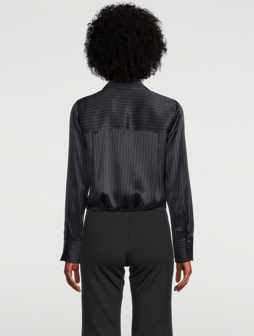 Slim Silk Shirt Pinstripe Print
