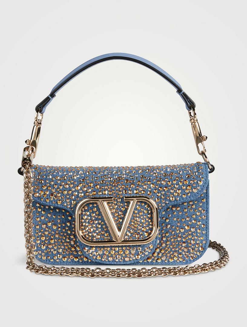 Small Locò Embellished Denim Shoulder Bag