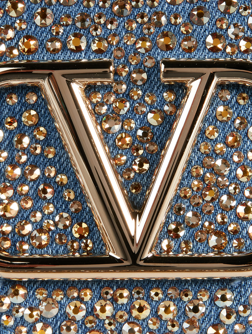 Small Locò Embellished Denim Shoulder Bag