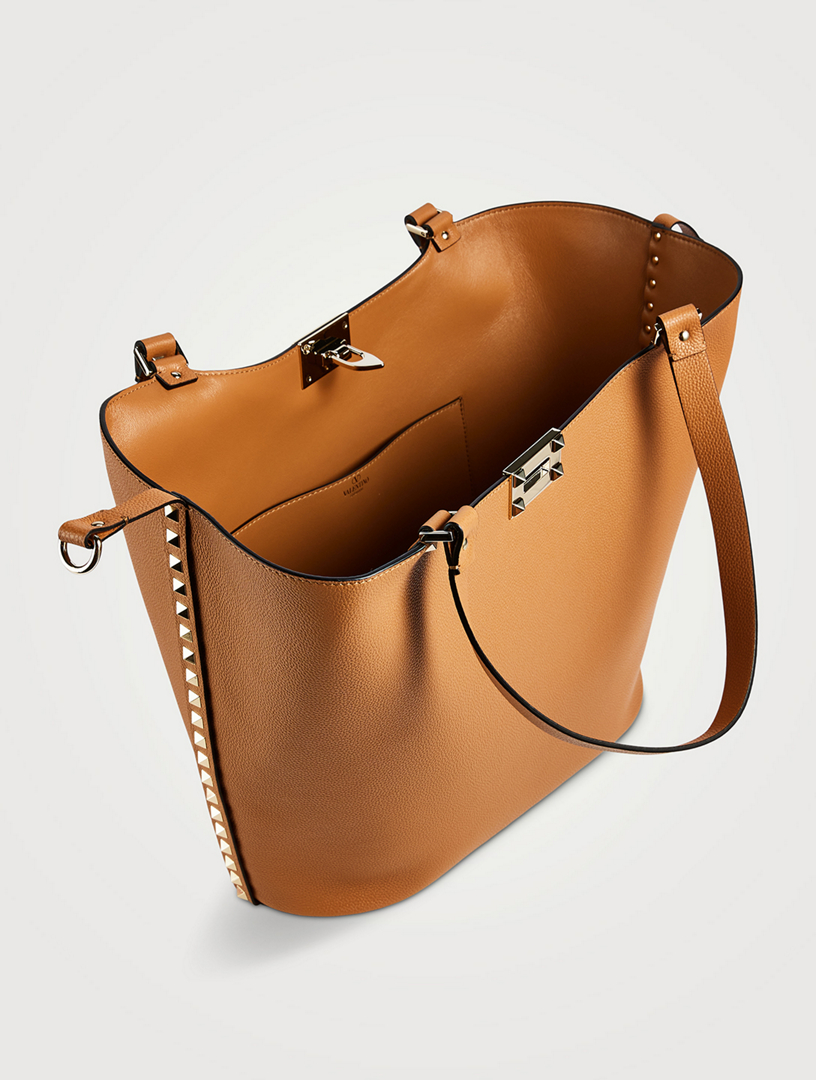 Rockstud Leather Tote Bag