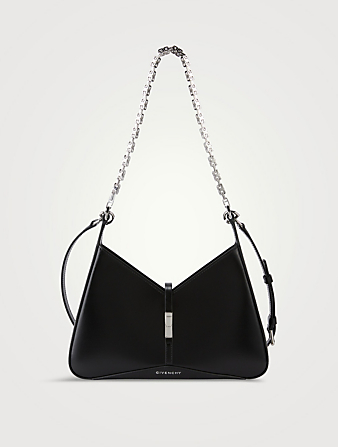 Small Cut Out Leather Shoulder Bag With Chain