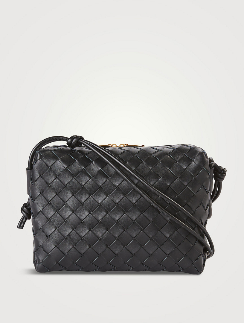 NEW Bottega Veneta Intrecciato Leather Zip Around Crossbody Bag Messenger  BLACK