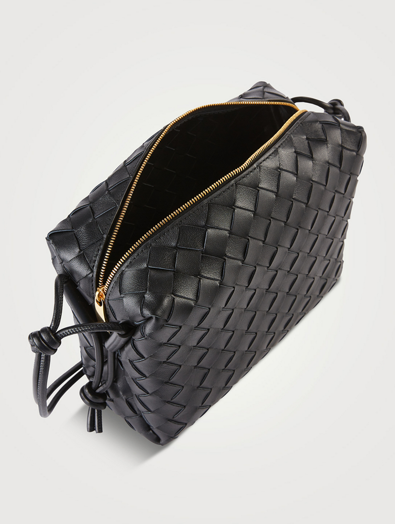 Bottega Veneta Loop Small Black And Gold Leather Crossbody Bag New