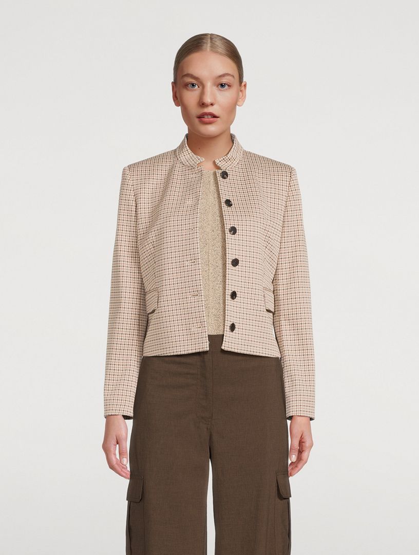 THEORY Cropped Jacket In Houndstooth Print Holt Renfrew