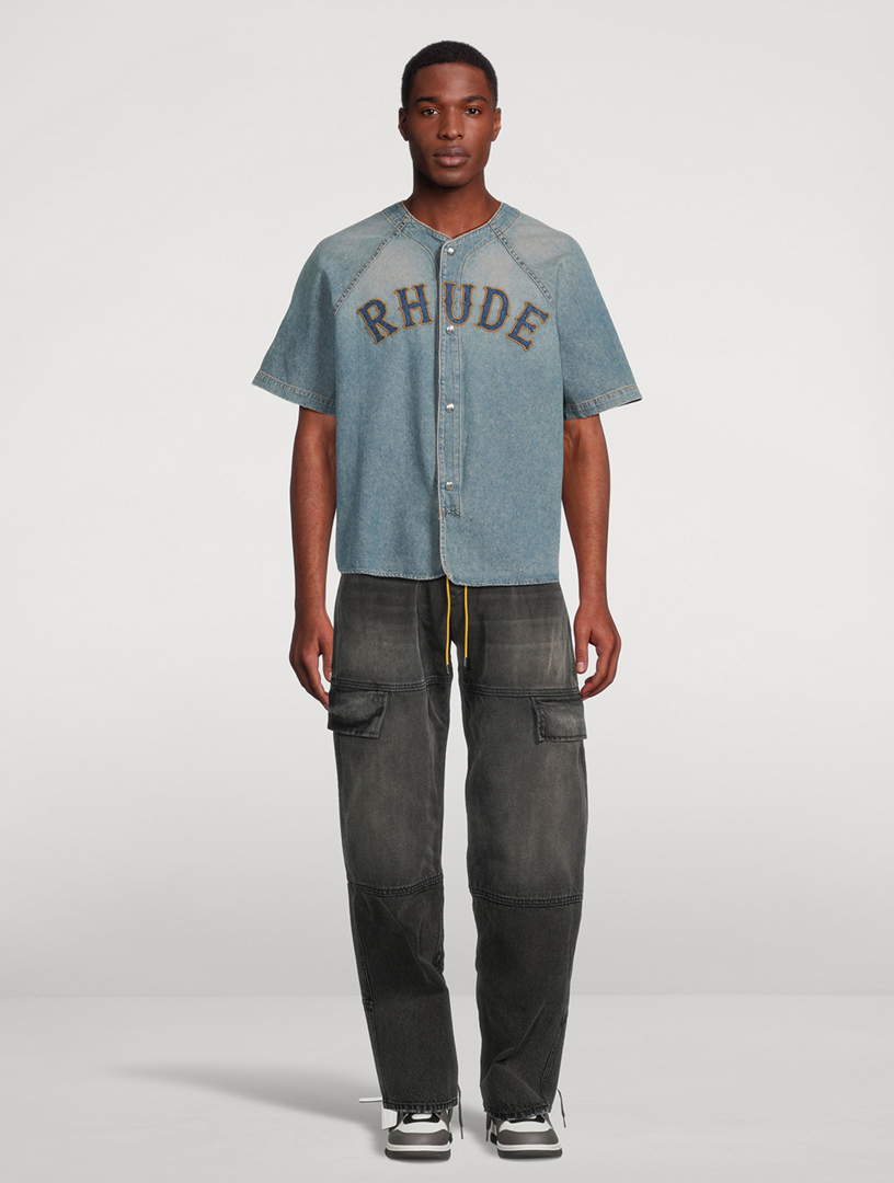 RHUDE Baseball Denim Shirt | Holt Renfrew