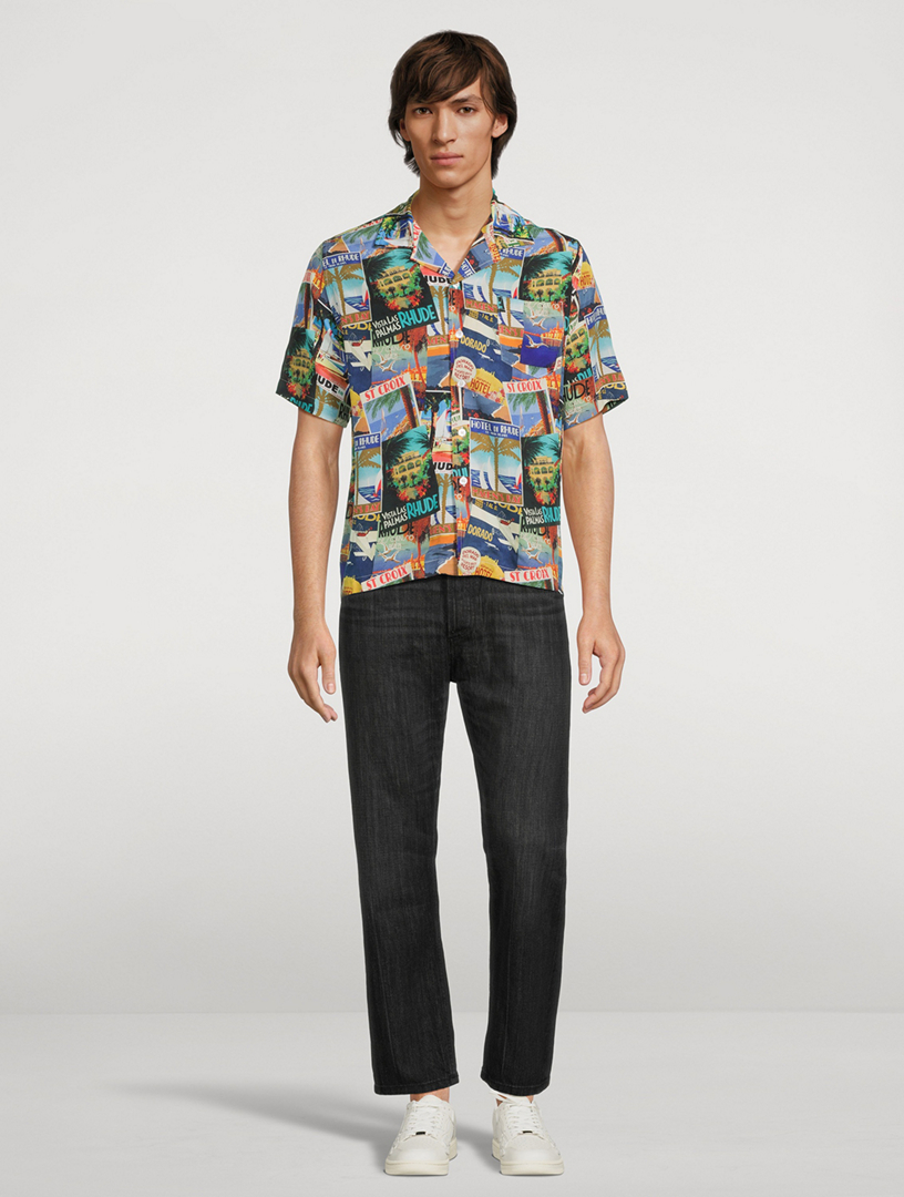 Postcard Silk Short-Sleeve Shirt