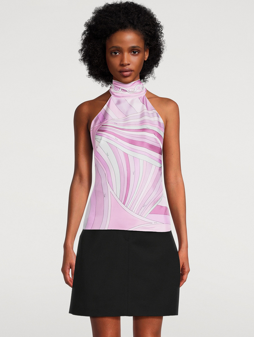 PUCCI Printed Silk Twill Halter Top | Holt Renfrew