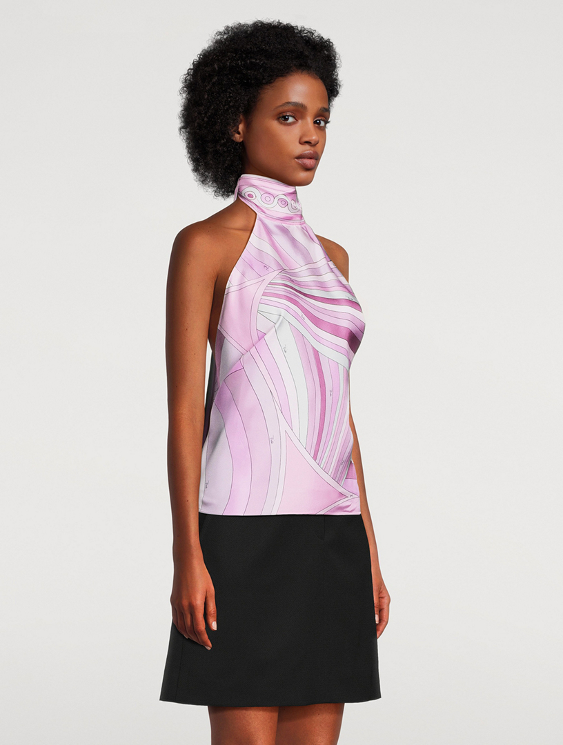 PUCCI Printed Silk Twill Halter Top | Holt Renfrew